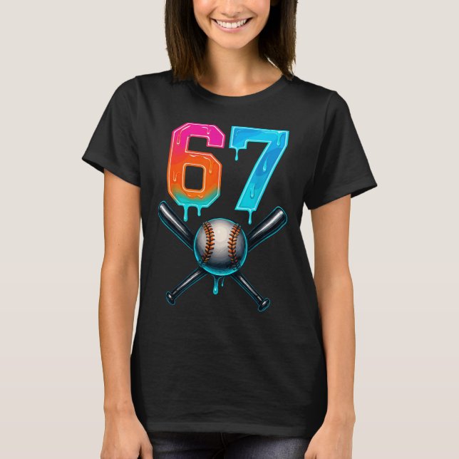 Camiseta 67 Baseball Meme Cool Drip Number 67 Player Or 67t (Frente)