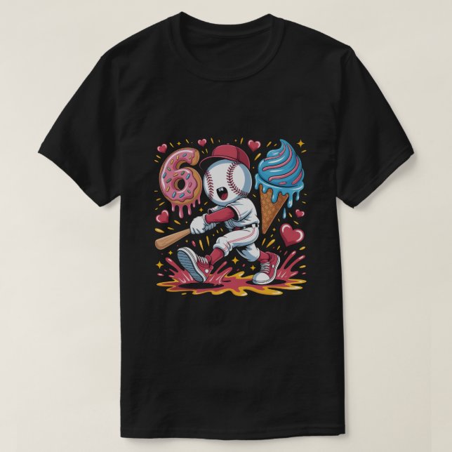 Camiseta 67 Baseball Meme Sweet Drip Art Donut and Ice Crea (Frente do Design)