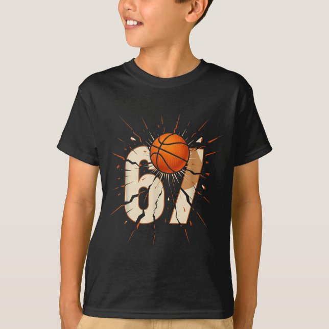 Camiseta 67 Brainrot Youth Basketball Drip - Funny Kids 67  (Frente)