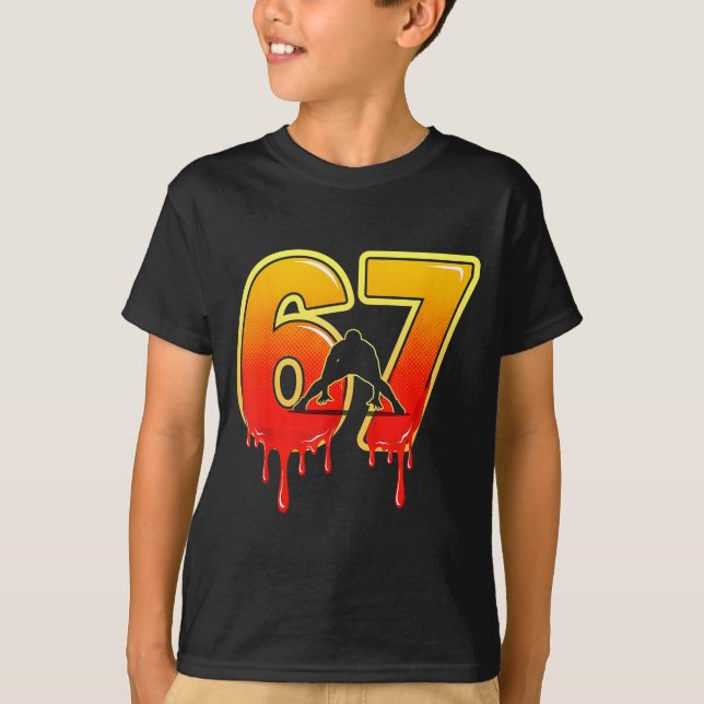 Camiseta 67 Brainrot Youth Wrestling Drip - Funny Kids 67  (Frente)