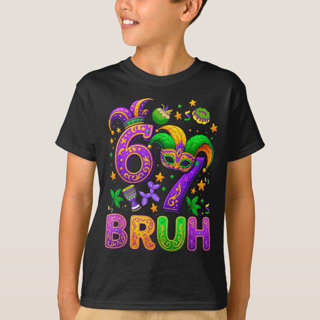 Camiseta 67 Bruh Mardi Gras Jester Mask New Orleans  (Frente)