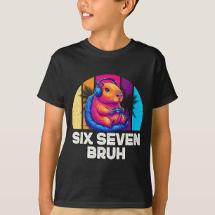 Camiseta 67 Capivara Engraçado Seis Sete Bruh Capivara Víde