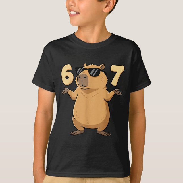 Camiseta 67 Capybara Meme 6 7 Aesthetic For Kids Young Adul (Frente)
