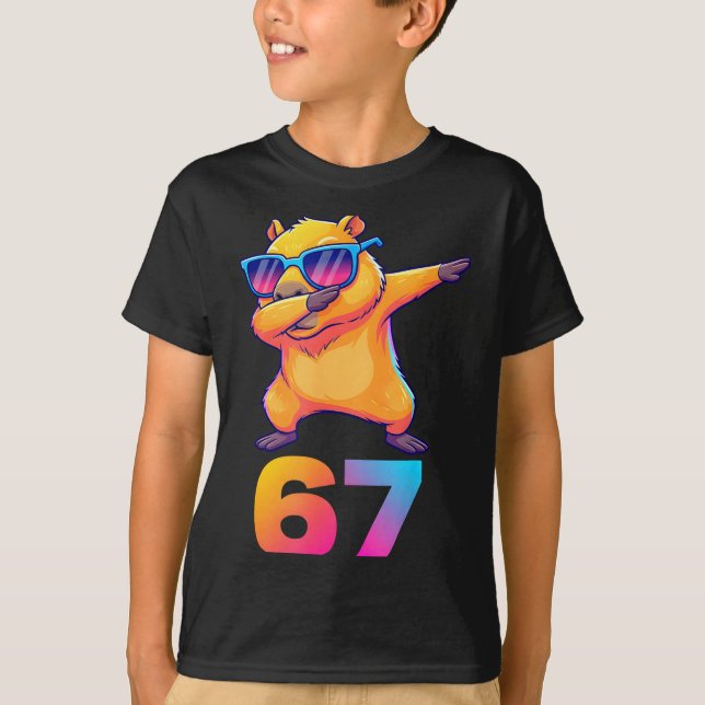 Camiseta 67 Capybara Six Seven Meme Animal Cool Capybara Da (Frente)