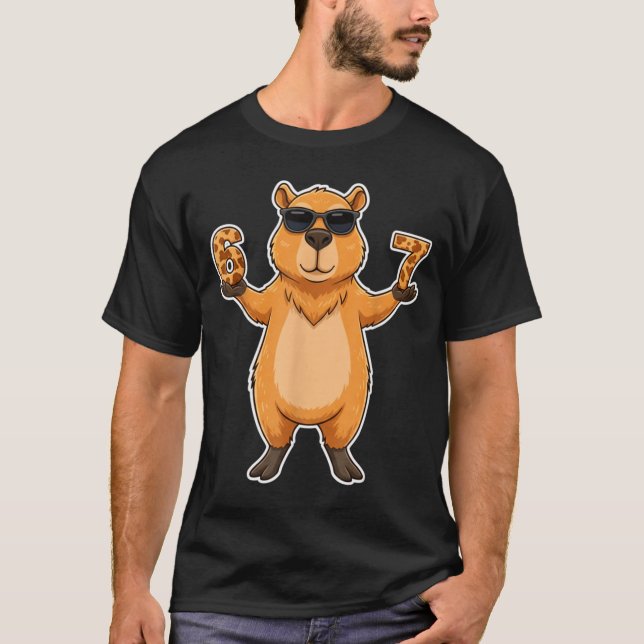 Camiseta 67 Capybara Sungles Gen Alpha Slang Funny Six Seve (Frente)