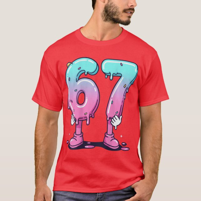 Camiseta 67 Cartoon Number Poster For Birthday Celebration  (Frente)