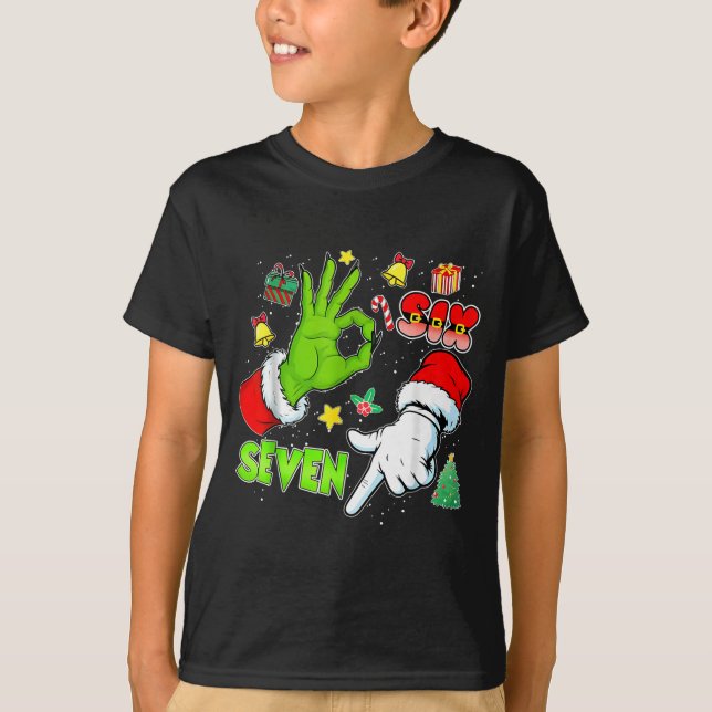 Camiseta 67 Christmas 6 7 Meme Elf Santa Pajamas Gen Alpha  (Frente)