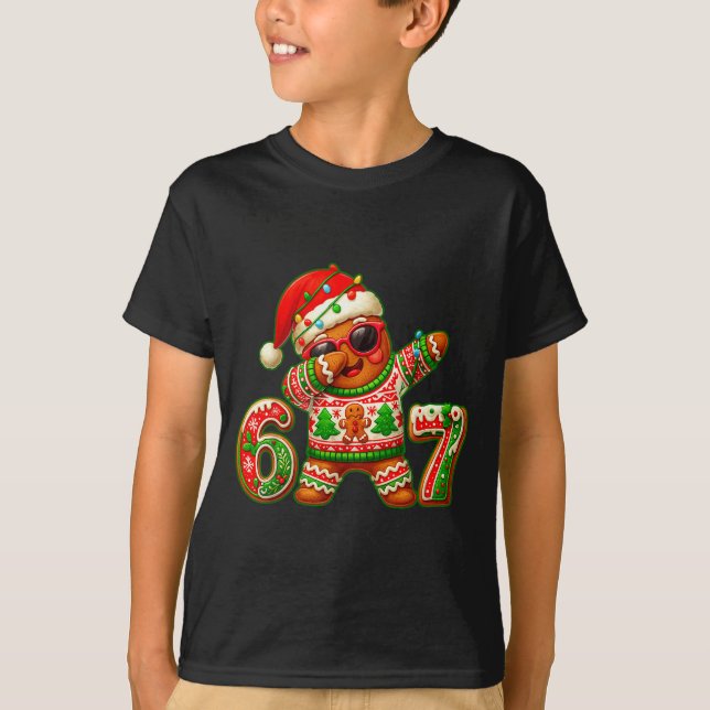 Camiseta 67 Christmas 6 7 Meme Gingerbread Man Xmas Pajamas (Frente)