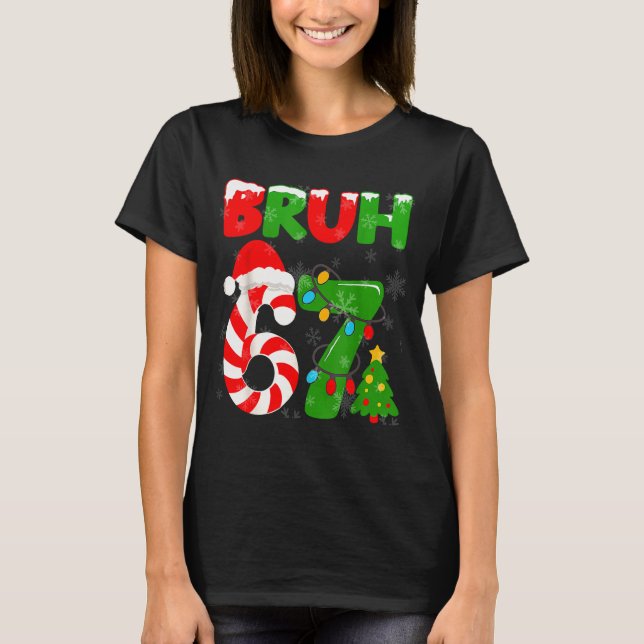 Camiseta 67 Christmas 6 7 Meme Pajamas 67 Bruh Slang  (Frente)