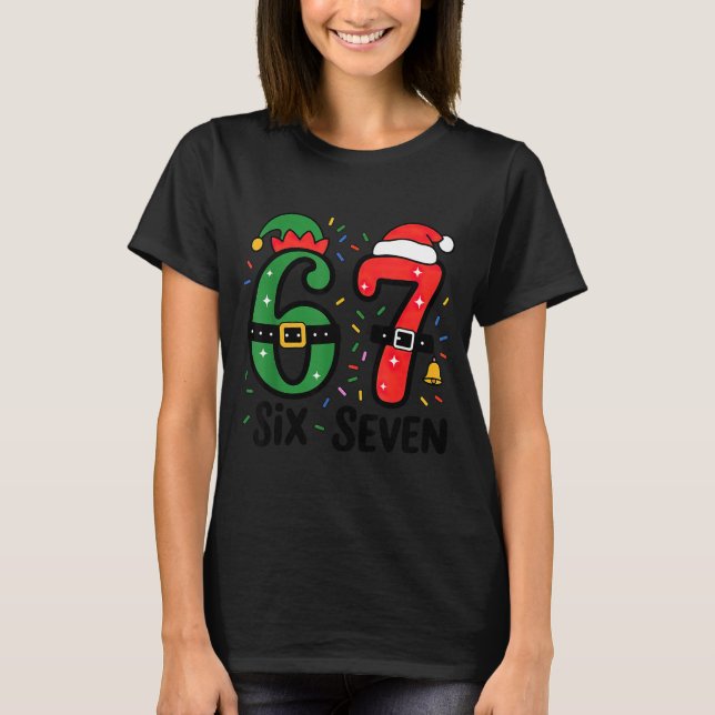 Camiseta 67 Christmas 6 7 Meme Six Seven Xmas  (Frente)