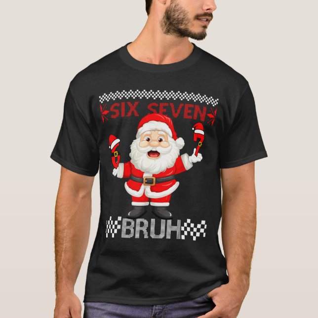 Camiseta 67 Christmas 6 7 Six Seven Bruh Xmas Santa Sweater (Frente)