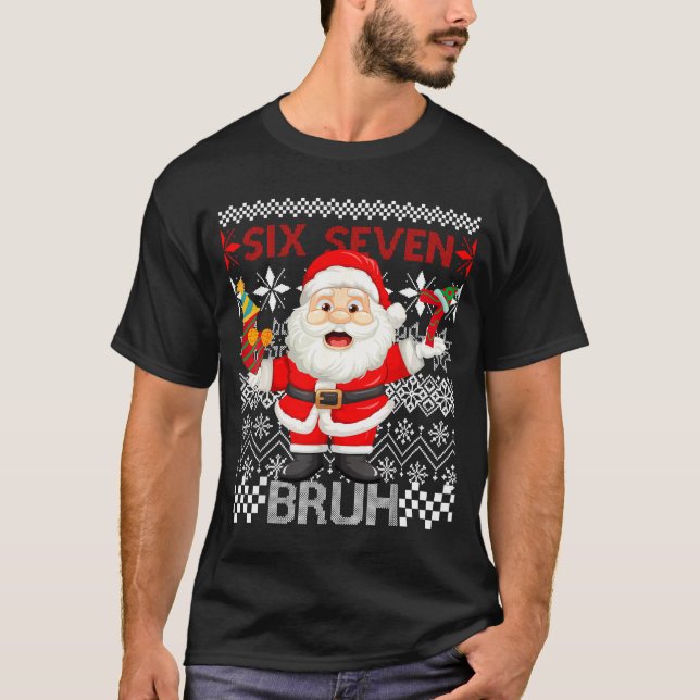 Camiseta 67 Christmas 6 7 Six Seven Bruh Xmas Santa Sweater (Frente)