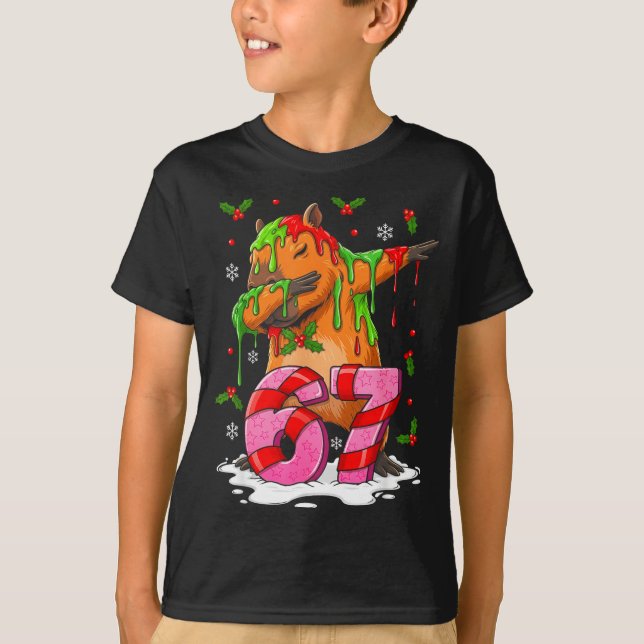 Camiseta 67 Christmas Funny 67 Brainrot Youth Kids Capybara (Frente)