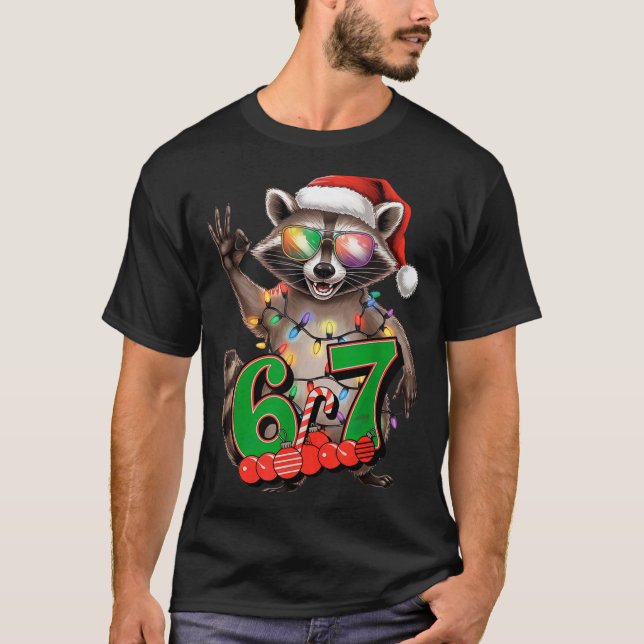 Camiseta 67 Christmas Funny Raccoon Festive 6-7 Meme Boys G (Frente)