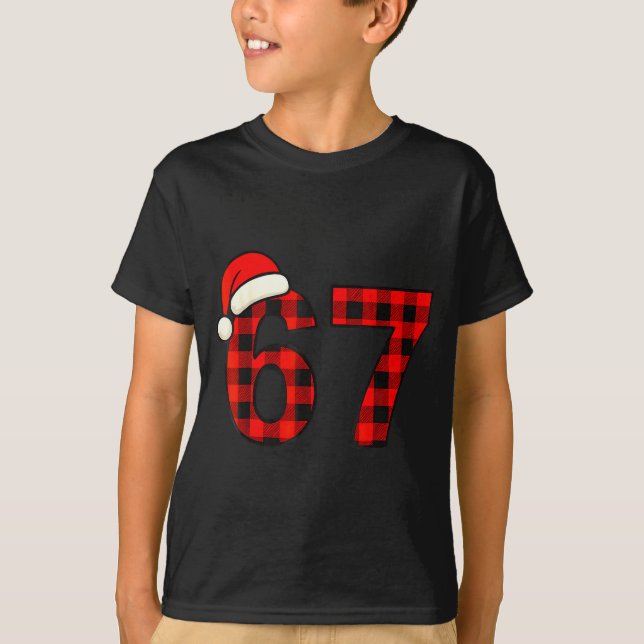 Camiseta 67 Christmas Funny Six Seven Meme Brainrot Plaid S (Frente)