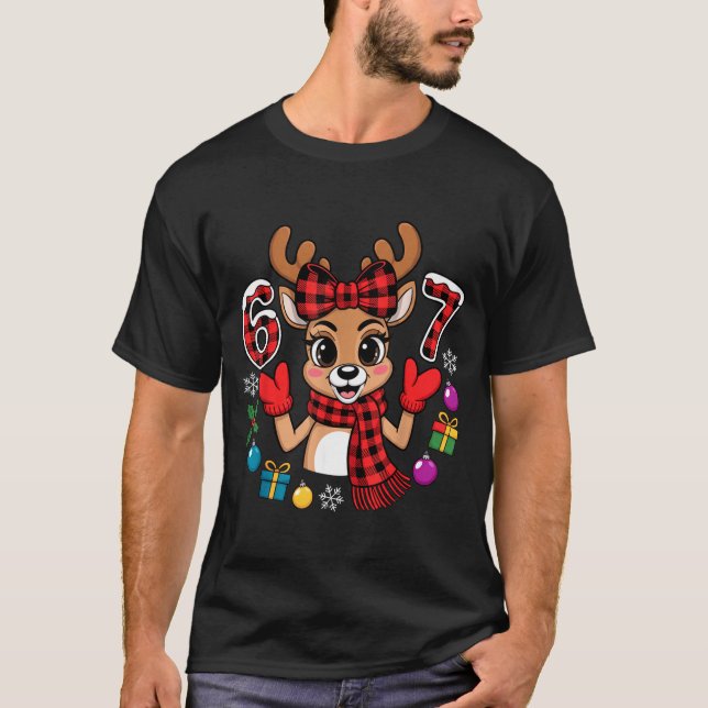 Camiseta 67 Christmas Outfit Women Meme Reindeer Six Seven  (Frente)