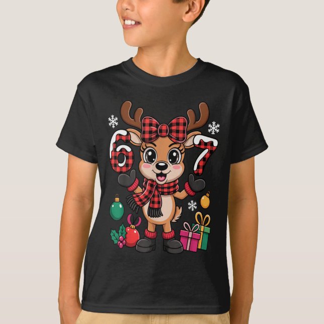 Camiseta 67 Christmas Outfit Women Meme Reindeer Six Seven  (Frente)