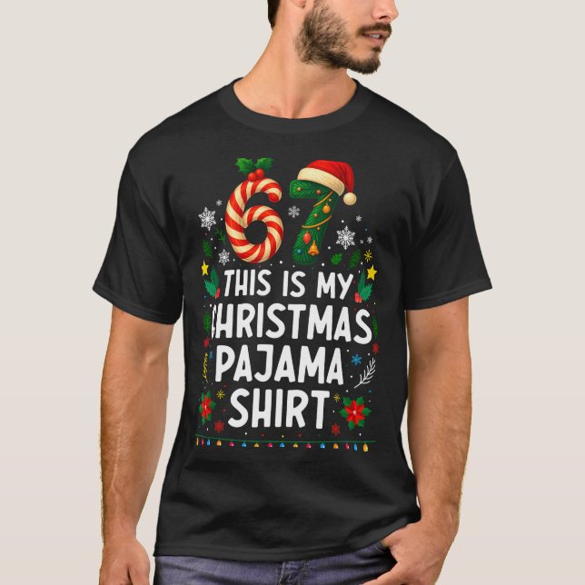 Camiseta 67 Christmas Pajama Shirt 6 7 Funny Meme Teen Boys (Frente)