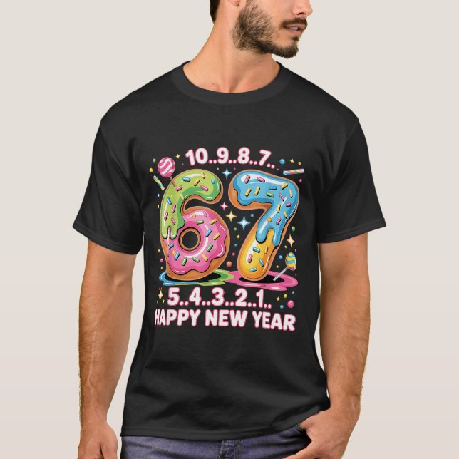 Camiseta 67 Countdown Happy New Year 2026 Funny Donut Numbe (Frente)