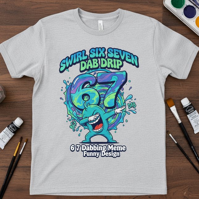 Camiseta  67 Dabbing Meme T-Shirt | Funny Swirl Drip  (Criador carregado)