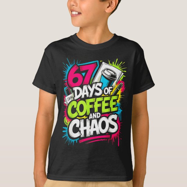 Camiseta 67 Days Of Coffee Teachers Retro School Six Seven  (Frente)