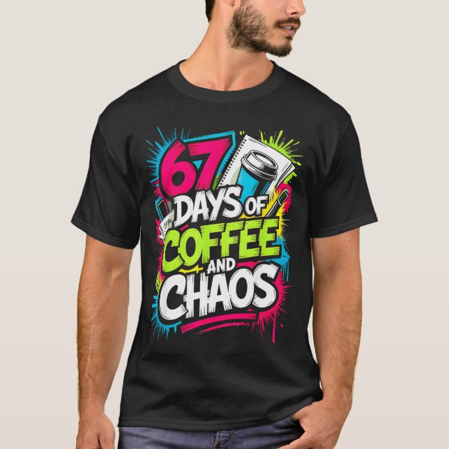 Camiseta 67 Days Of Coffee Teachers Retro School Six Seven  (Frente)