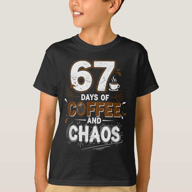 Camiseta 67 Days Of Coffee Teachers Retro School Six Seven  (Frente)