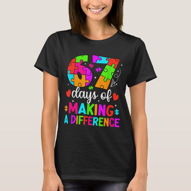 Camiseta 67 Days Of Making A Difference Funny Teacher Stude (Frente)