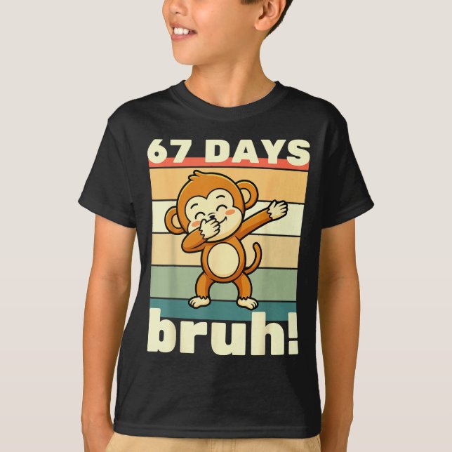 Camiseta 67 Days Of School Bruh Funny Meme Boys Kids Dabbin (Frente)