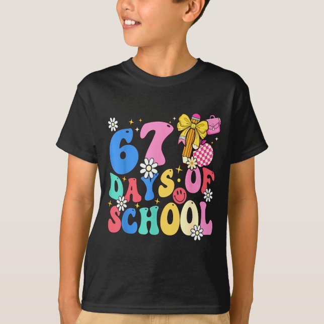 Camiseta 67 Days Of School Coquette Bow Students Teachers 1 (Frente)