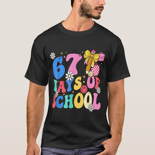 Camiseta 67 Days Of School Coquette Bow Students Teachers 1 (Frente)