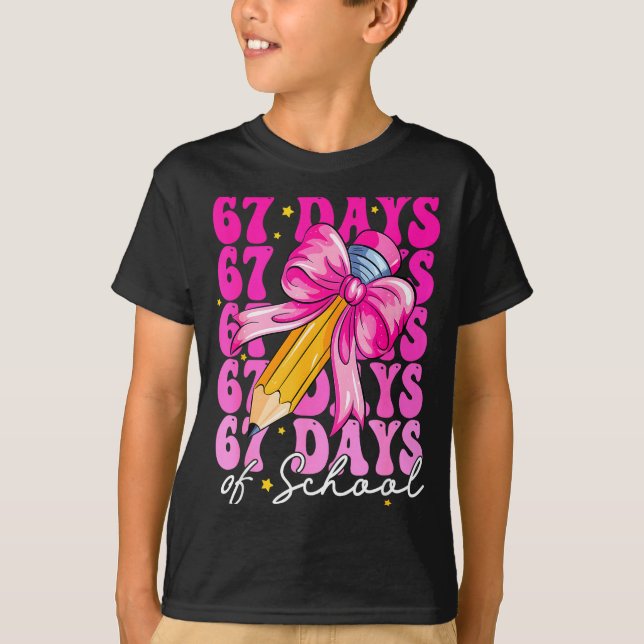 Camiseta 67 Days Of School Girls Coquette Bow Pencil Teache (Frente)
