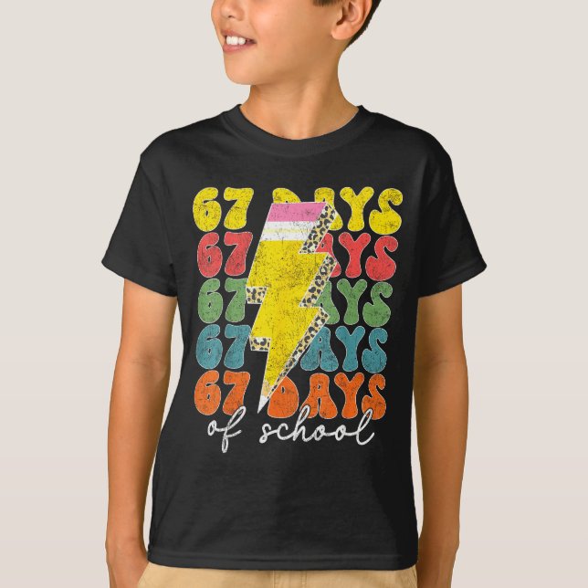 Camiseta 67 Days Of School Lightning Bolt Pencil Teachers S (Frente)