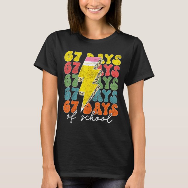 Camiseta 67 Days Of School Lightning Bolt Pencil Teachers S (Frente)