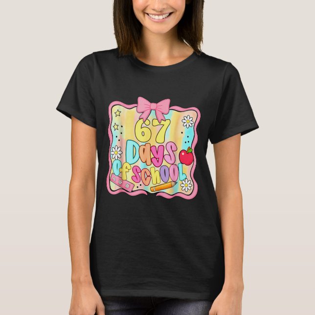 Camiseta 67 Days Of School Preppy 67th Day Of School Teache (Frente)