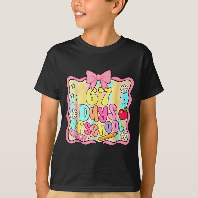 Camiseta 67 Days Of School Preppy 67th Day Of School Teache (Frente)