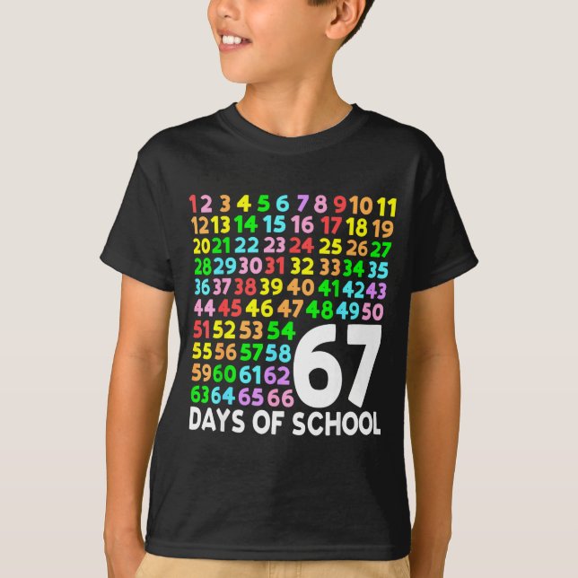 Camiseta 67 Days Of School Teacher Kids Boy 67 Math Numbers (Frente)