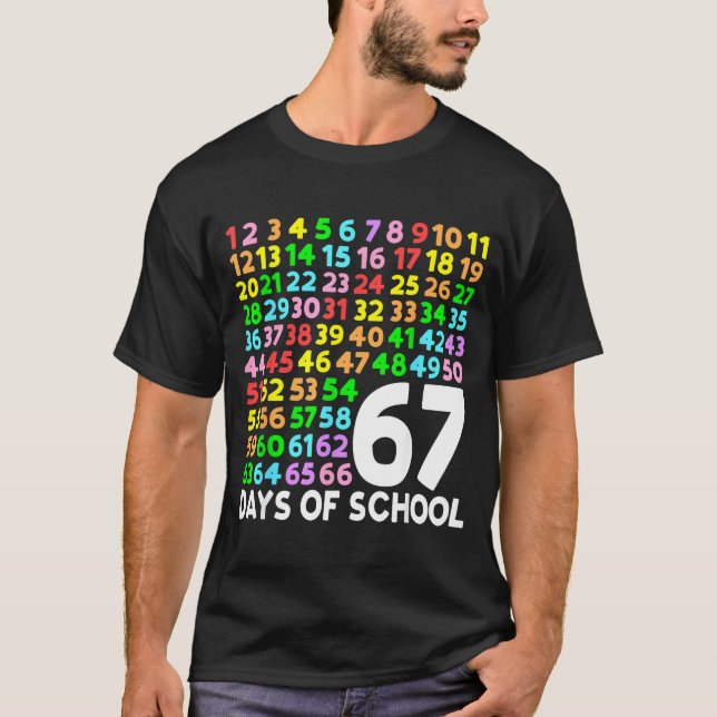 Camiseta 67 Days Of School Teacher Kids Boy 67 Math Numbers (Frente)