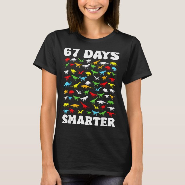 Camiseta 67 Days Smarter Dinosaur Kids 100 Days Of School 6 (Frente)