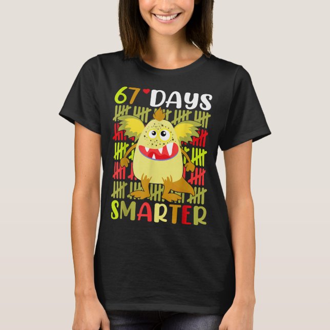 Camiseta 67 Days Smarter Little Monster 67th Day School Gir (Frente)