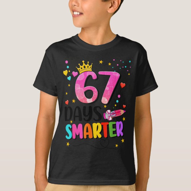Camiseta 67 Days Smarter Six Seven Bow Kids Teachers Six Se (Frente)
