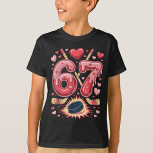 Camiseta 67 Design de Coração de Hockey no Dia dos Namorado