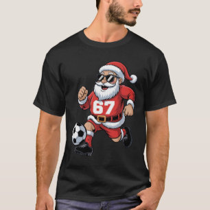 Camiseta 67 Design de Papai Noel de Futebol para Fãs de Esp