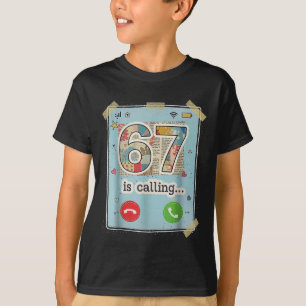 Camiseta 67 Está Ligando Funny Gen Z Slang Meme Tela do Tel