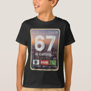 Camiseta 67 Está Ligando Meme de Tela de Celular Engraçado