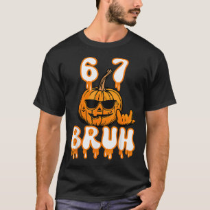Camiseta 67 Fantasia de Meme de Halloween Brainrot Crianças