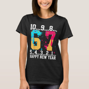 Camiseta 67 Feliz Ano Novo Seis Sete Contagem Regressiva Di