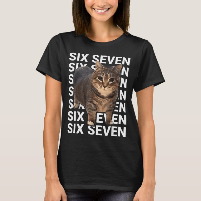 Camiseta 67 Funny Cat Six Seven Meme Gen Z Alpha Humor Anim (Frente)