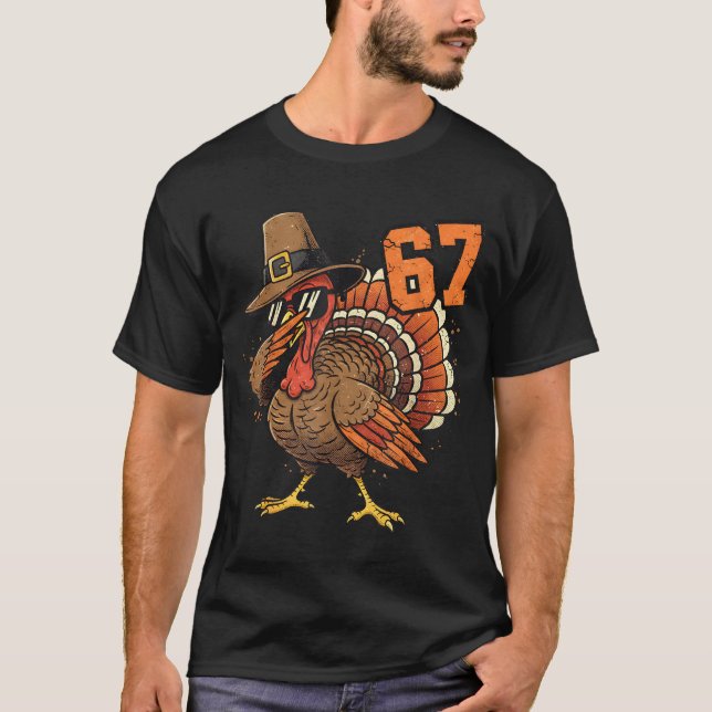 Camiseta 67 Funny Thanksgiving Turkey Meme Six Seven 6 7  (Frente)