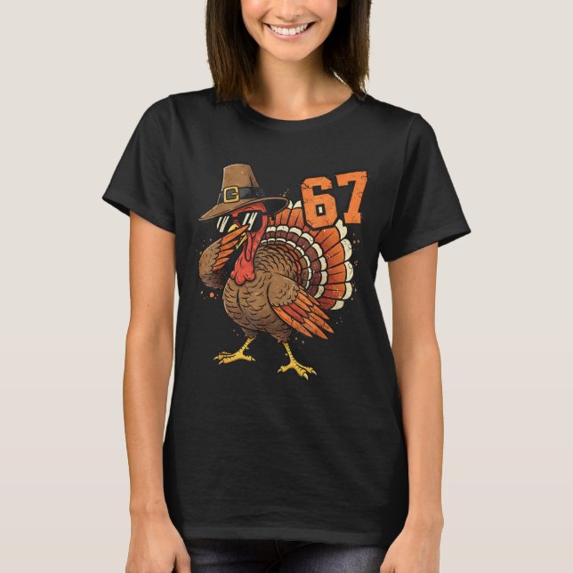 Camiseta 67 Funny Thanksgiving Turkey Meme Six Seven 6 7  (Frente)